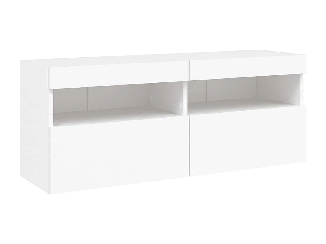 Muebles de TV de pared con luces LED 7 piezas blanco