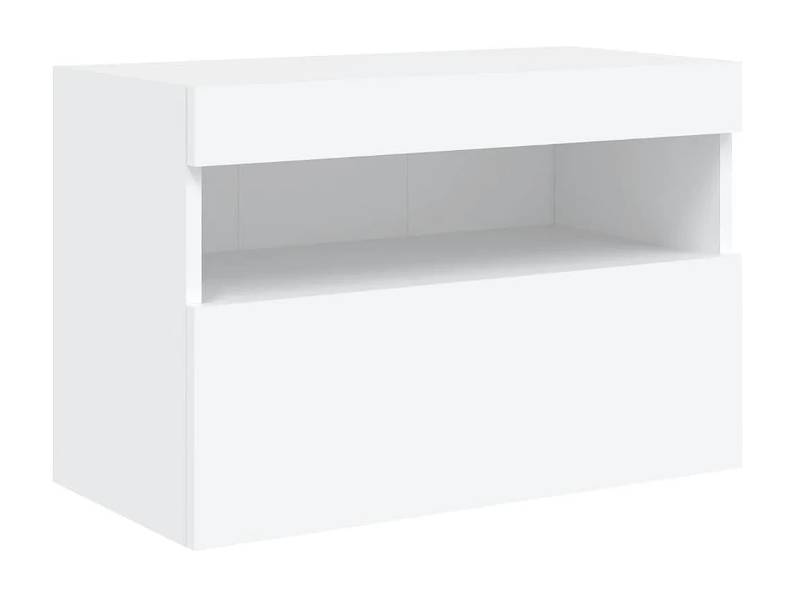 Muebles de TV de pared con luces LED 7 piezas blanco