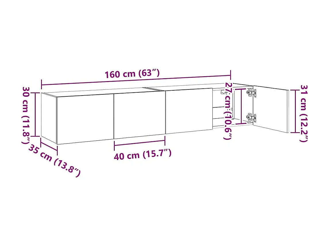 Tv-wandmeubels met LED 2 st 80x35x31 cm sonoma eikenkleurig