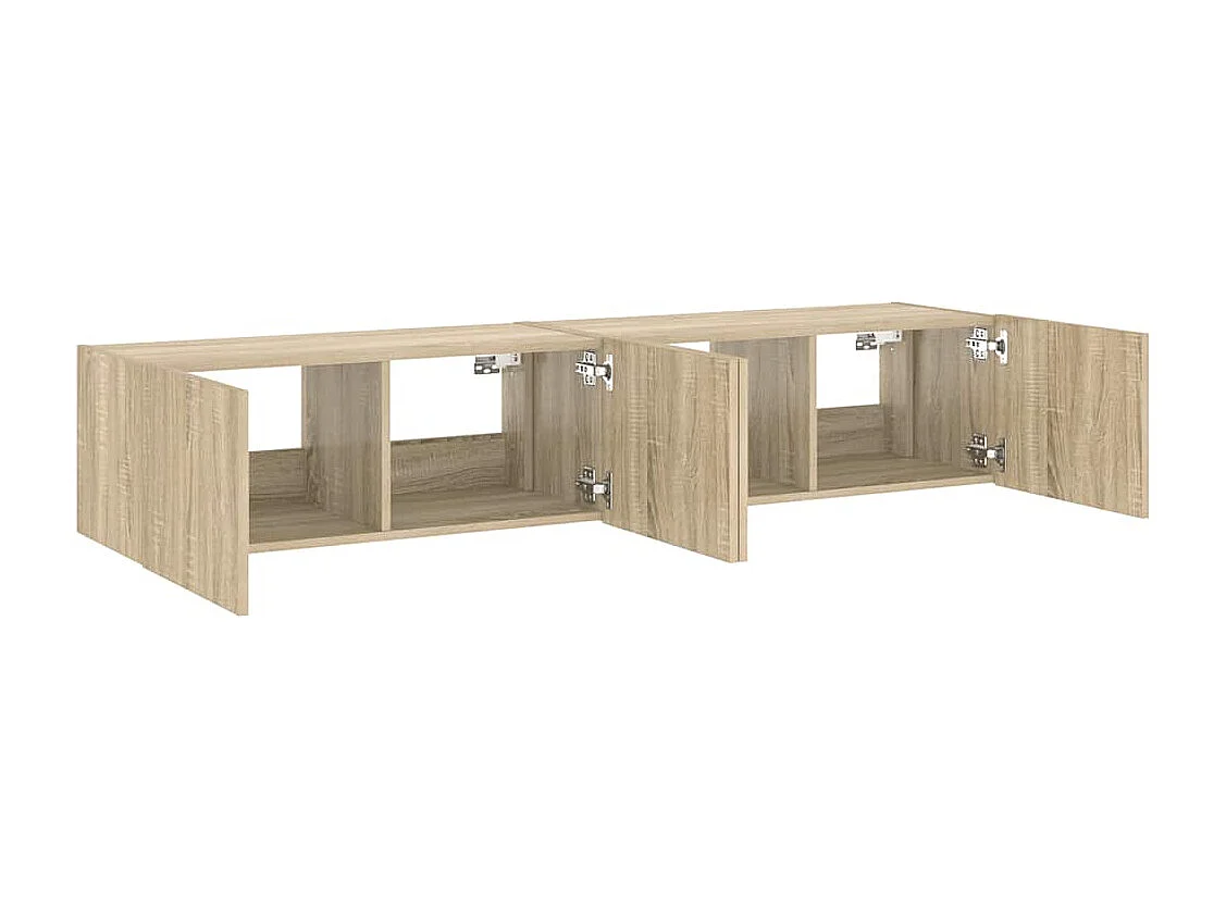 Tv-wandmeubels met LED 2 st 80x35x31 cm sonoma eikenkleurig