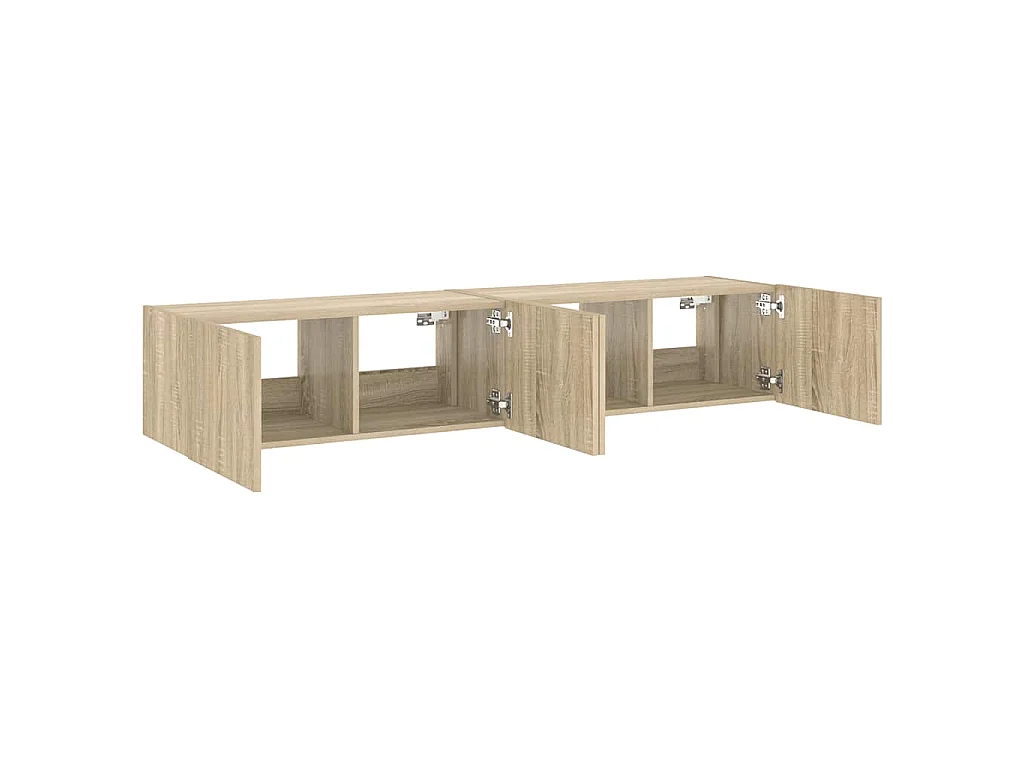 Meubles TV muraux lumières LED 2 pcs chêne sonoma 80x35x31 cm