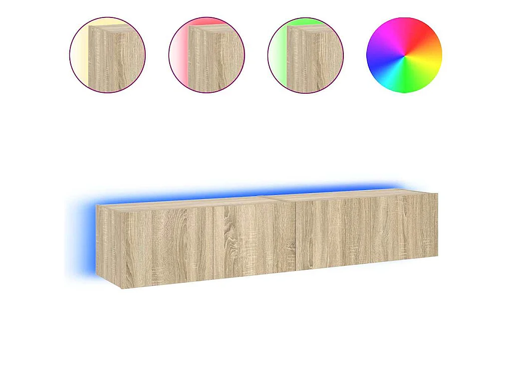 TV-Wandschränke mit LED-Leuchten 2 Stk. Sonoma-Eiche 80x35x31cm