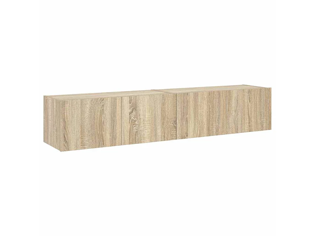 Meubles TV muraux lumières LED 2 pcs chêne sonoma 80x35x31 cm