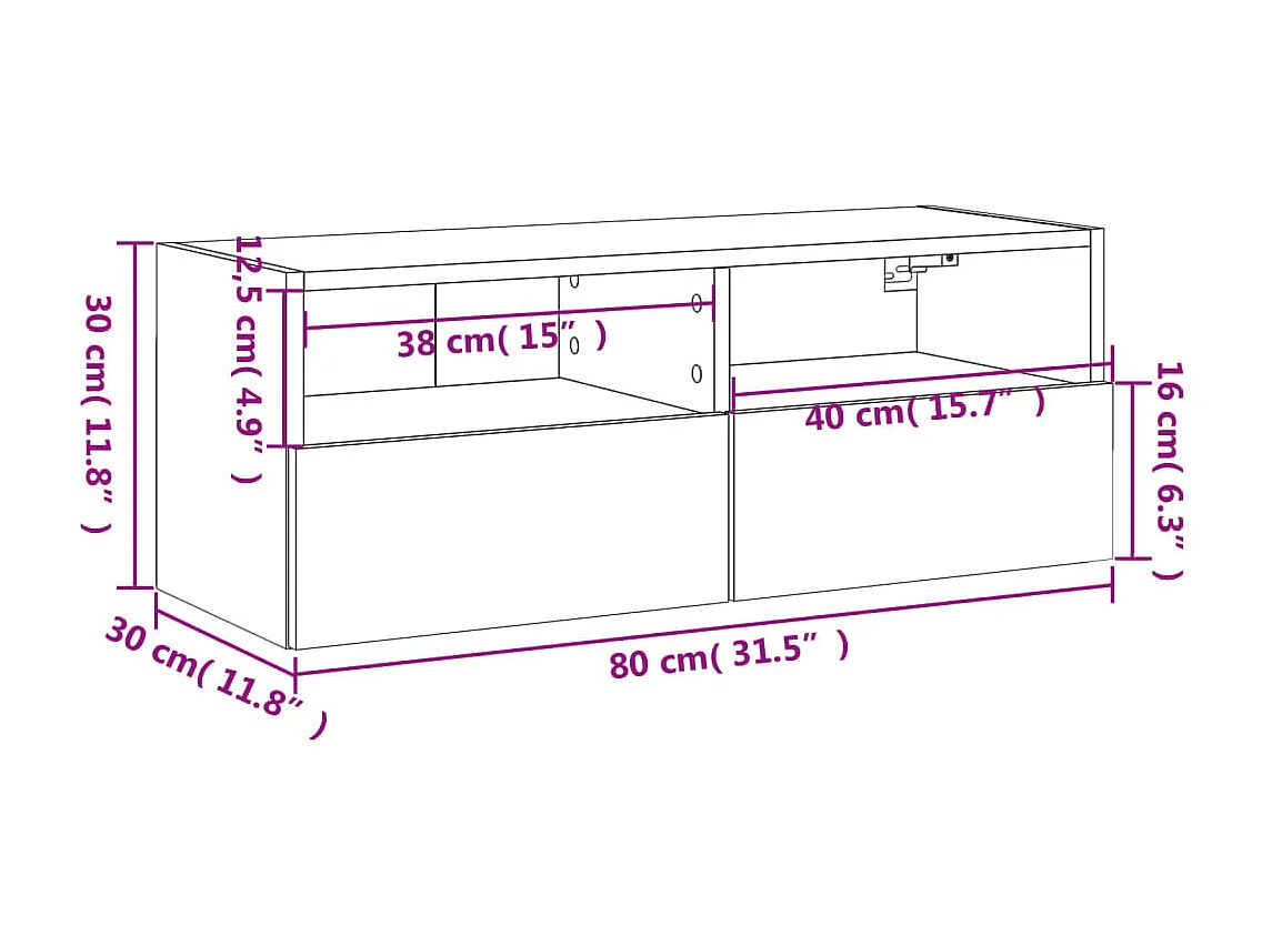 TV-Wandschrank Betongrau 80x30x30 cm Holzwerkstoff