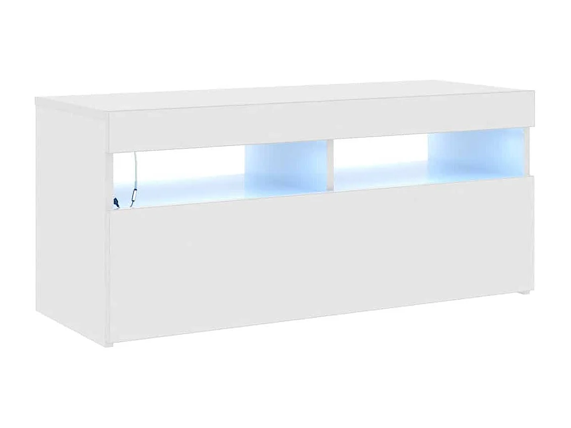 Mobile Porta TV con Luci LED Bianco Lucido 90x35x40 cm