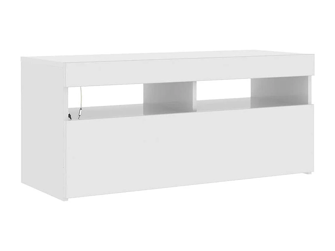 Mobile Porta TV con Luci LED Bianco Lucido 90x35x40 cm