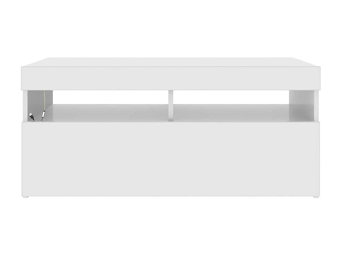 Mobile Porta TV con Luci LED Bianco Lucido 90x35x40 cm