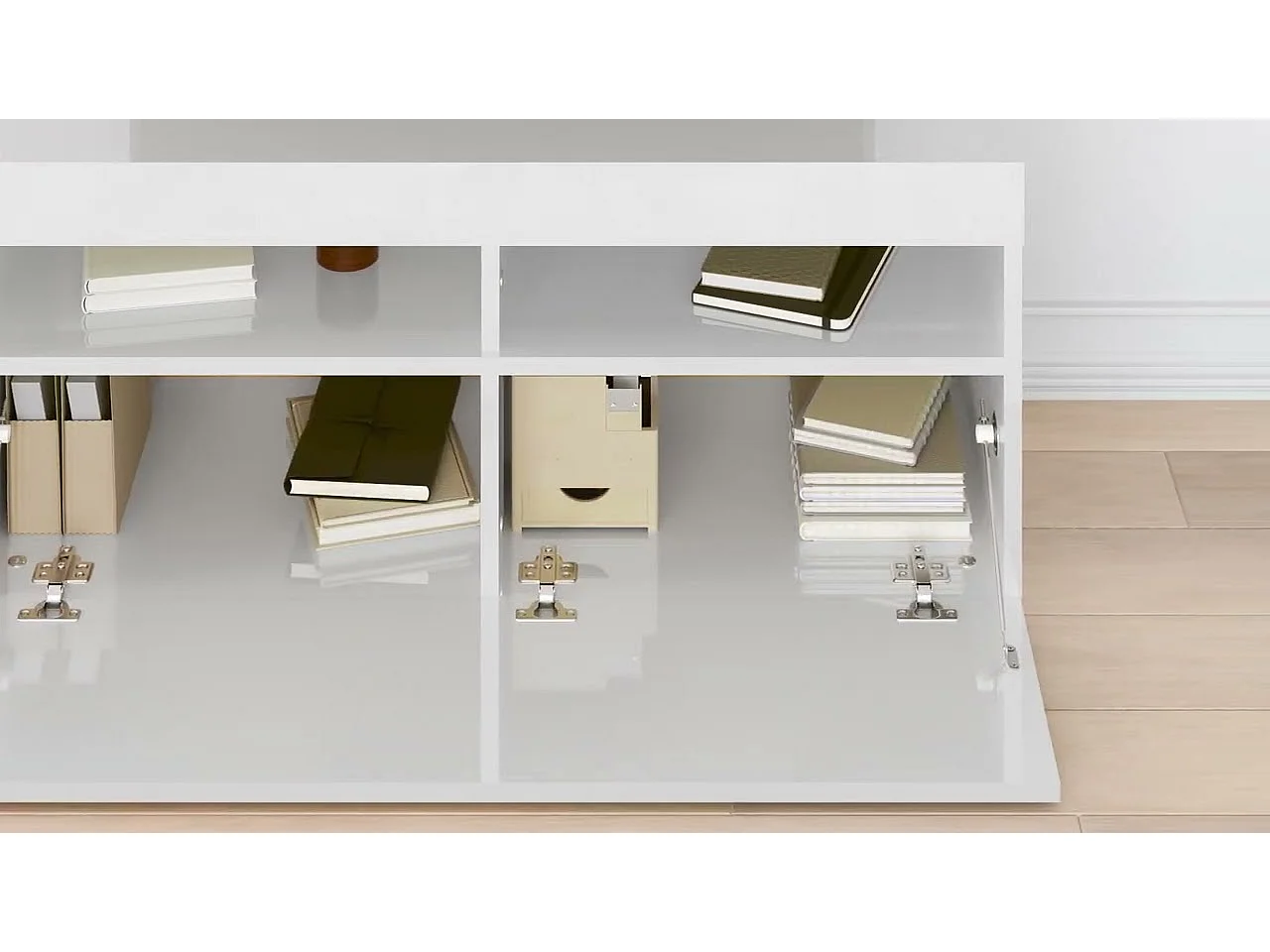 Tv-meubel met LED-verlichting 90x35x40 cm hoogglans wit