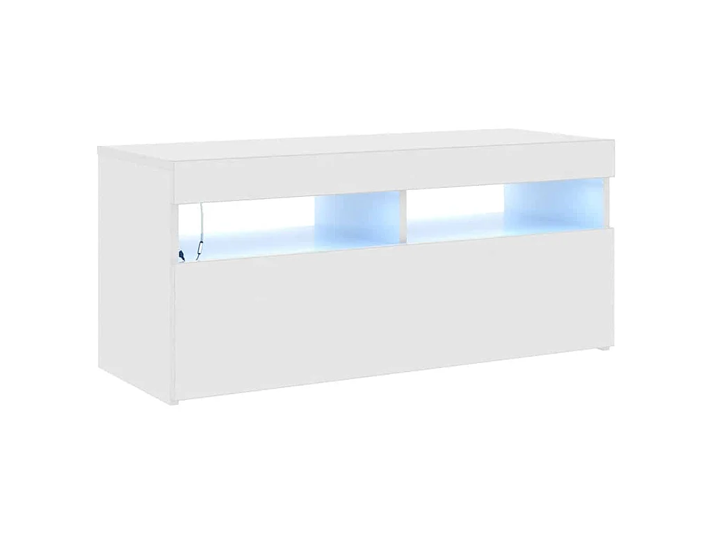 Meuble TV avec lumières LED blanc brillant 90x35x40 cm