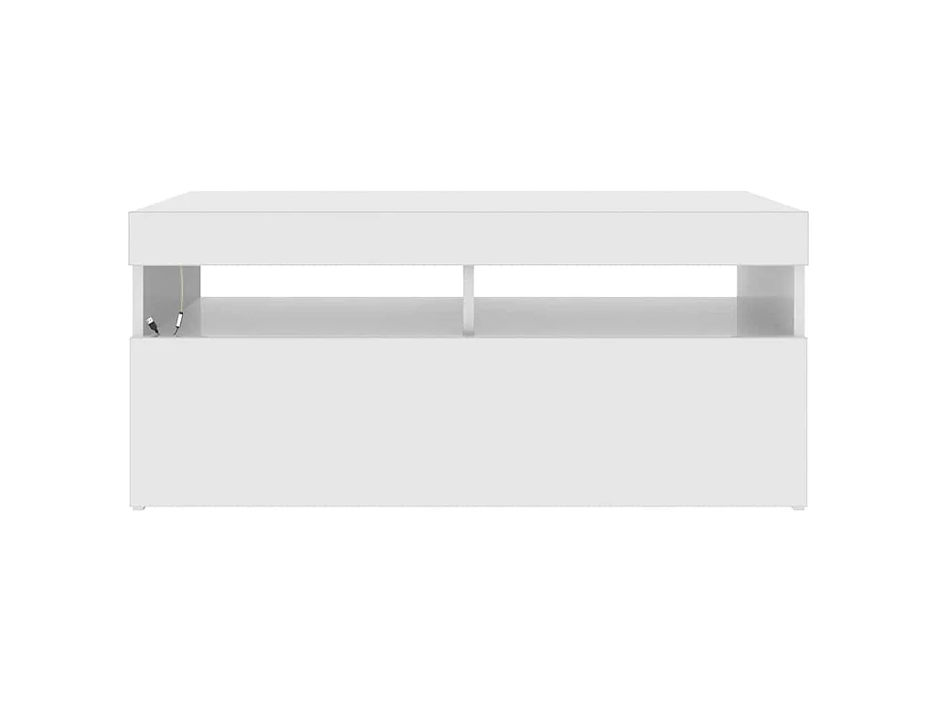 Meuble TV avec lumières LED blanc brillant 90x35x40 cm