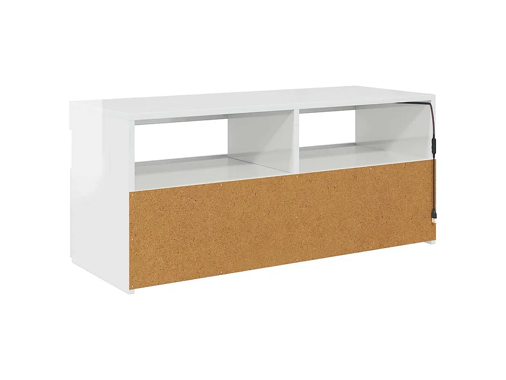 Meuble TV avec lumières LED blanc brillant 90x35x40 cm