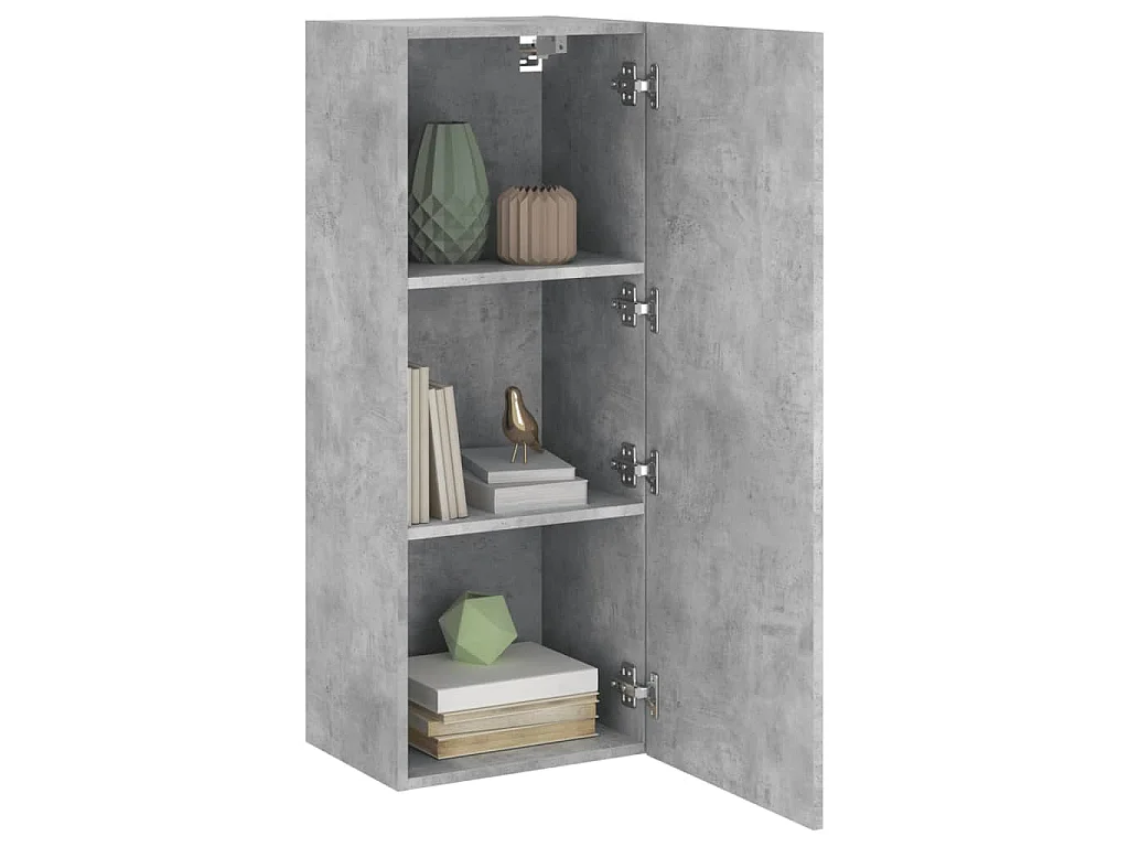 Meuble TV mural gris béton 40,5x30x102 cm bois d'ingénierie