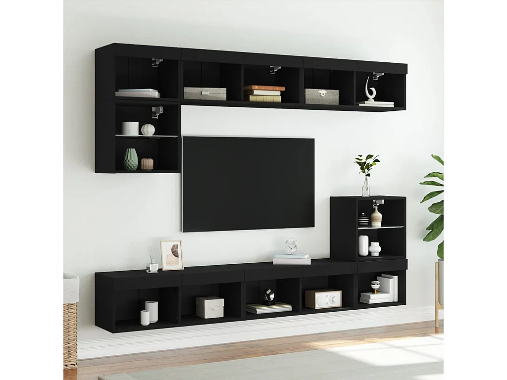 TV-Schrank mit LED-Leuchten Schwarz 80x30x30 cm