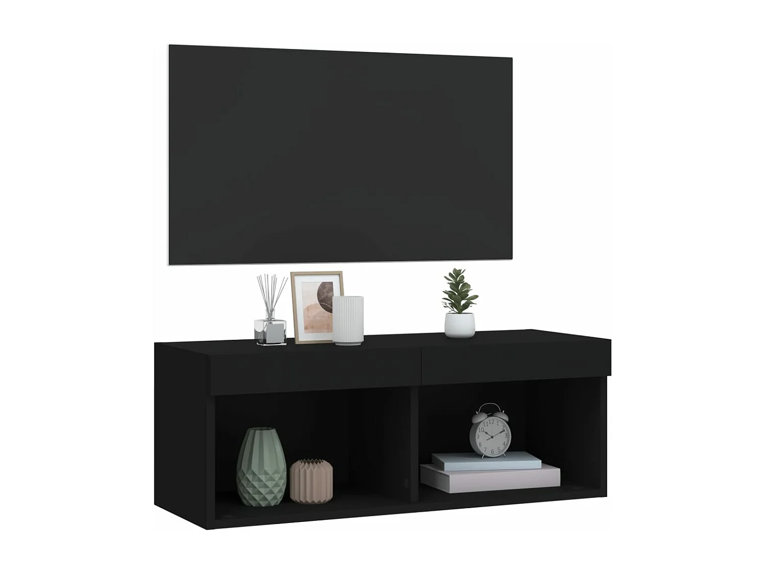 TV-Schrank mit LED-Leuchten Schwarz 80x30x30 cm