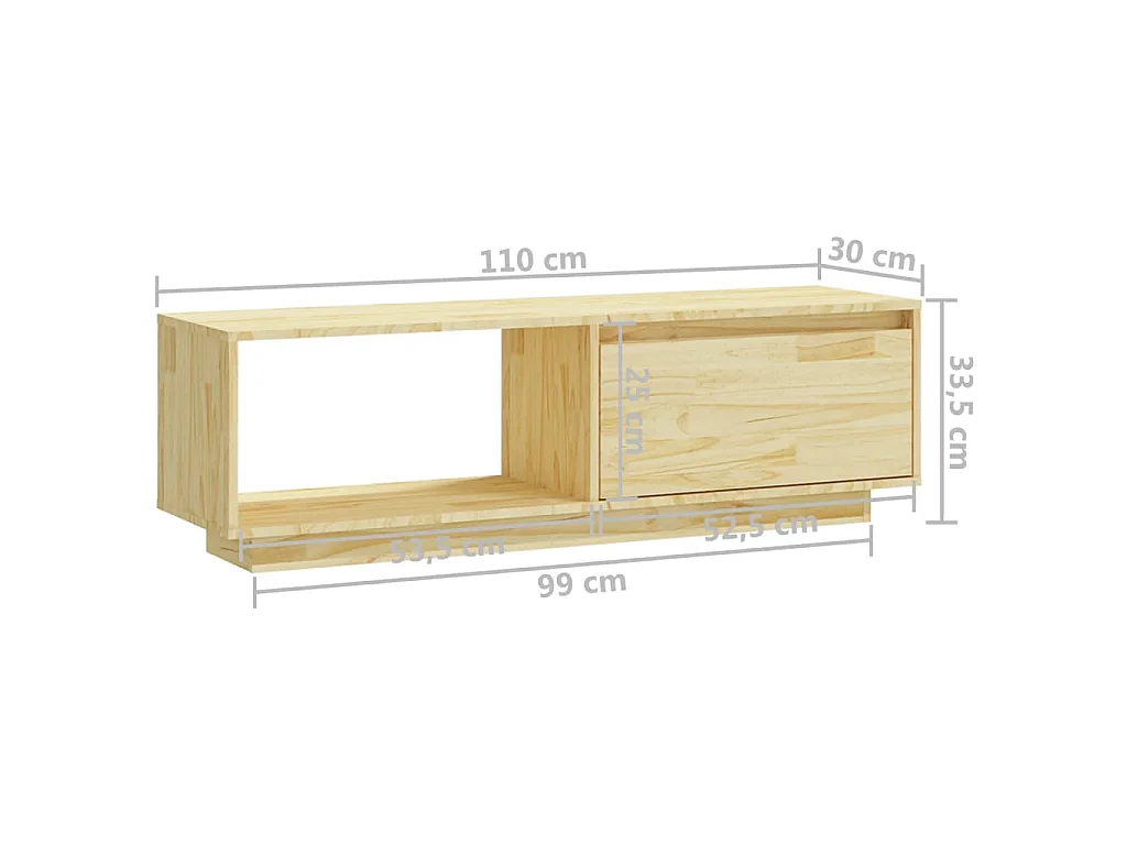 Meuble TV 110x30x33,5 cm Bois de pin massif