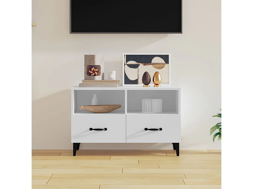 TV-Schrank Weiß 80x36x50 cm Holzwerkstoff