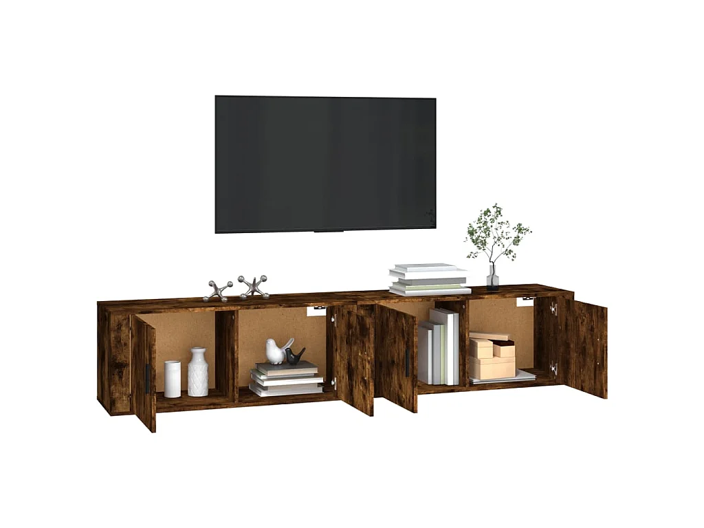 Meubles TV muraux 2 pcs chêne fumé 100x34,5x40 cm