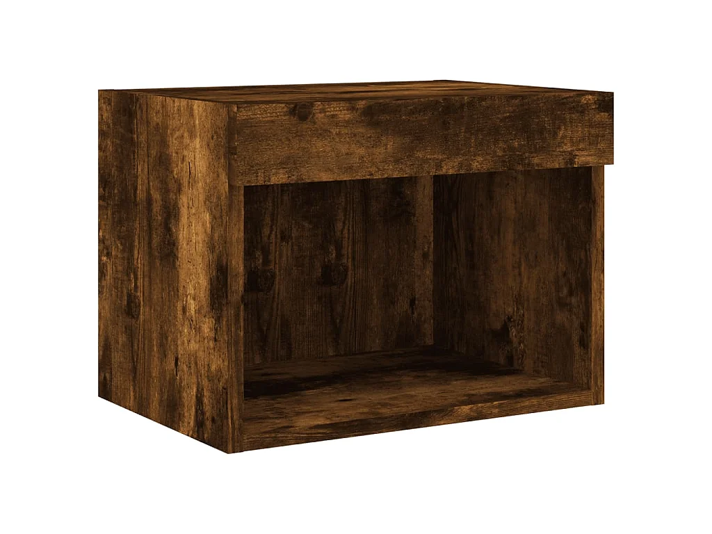 Table de chevet murale avec lumières LED chêne fumé
