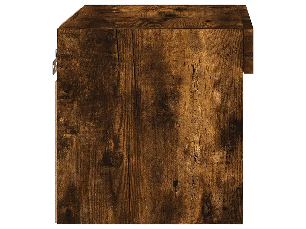 Table de chevet murale avec lumières LED chêne fumé