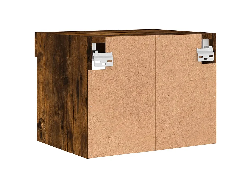 Table de chevet murale avec lumières LED chêne fumé