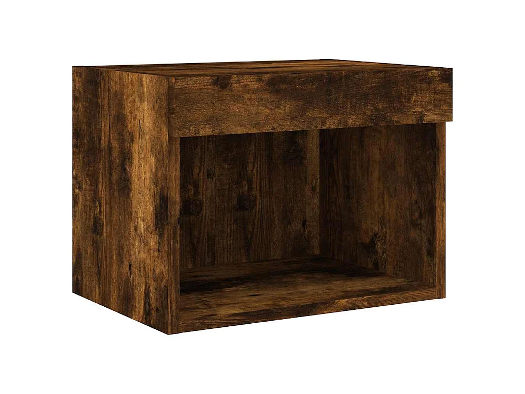 Mesa de cabeceira de parede com luzes LED carvalho fumado