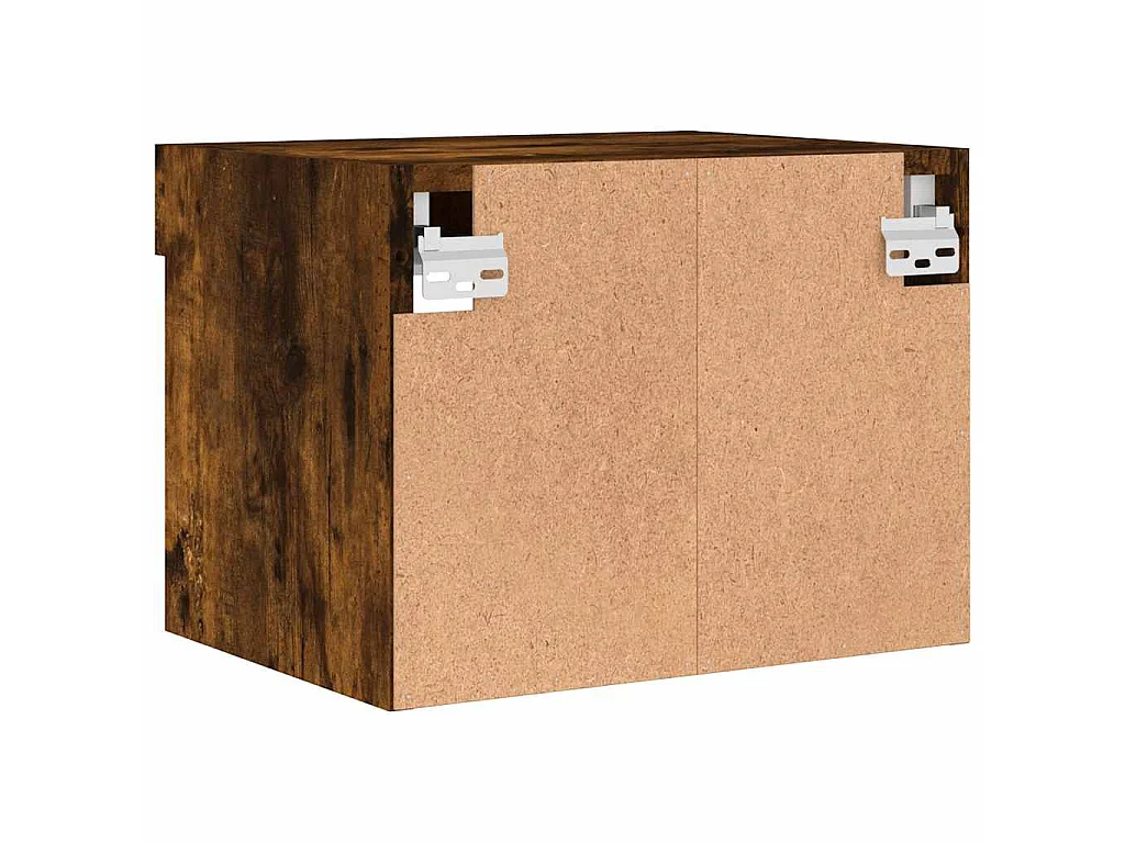 Mesa de cabeceira de parede com luzes LED carvalho fumado