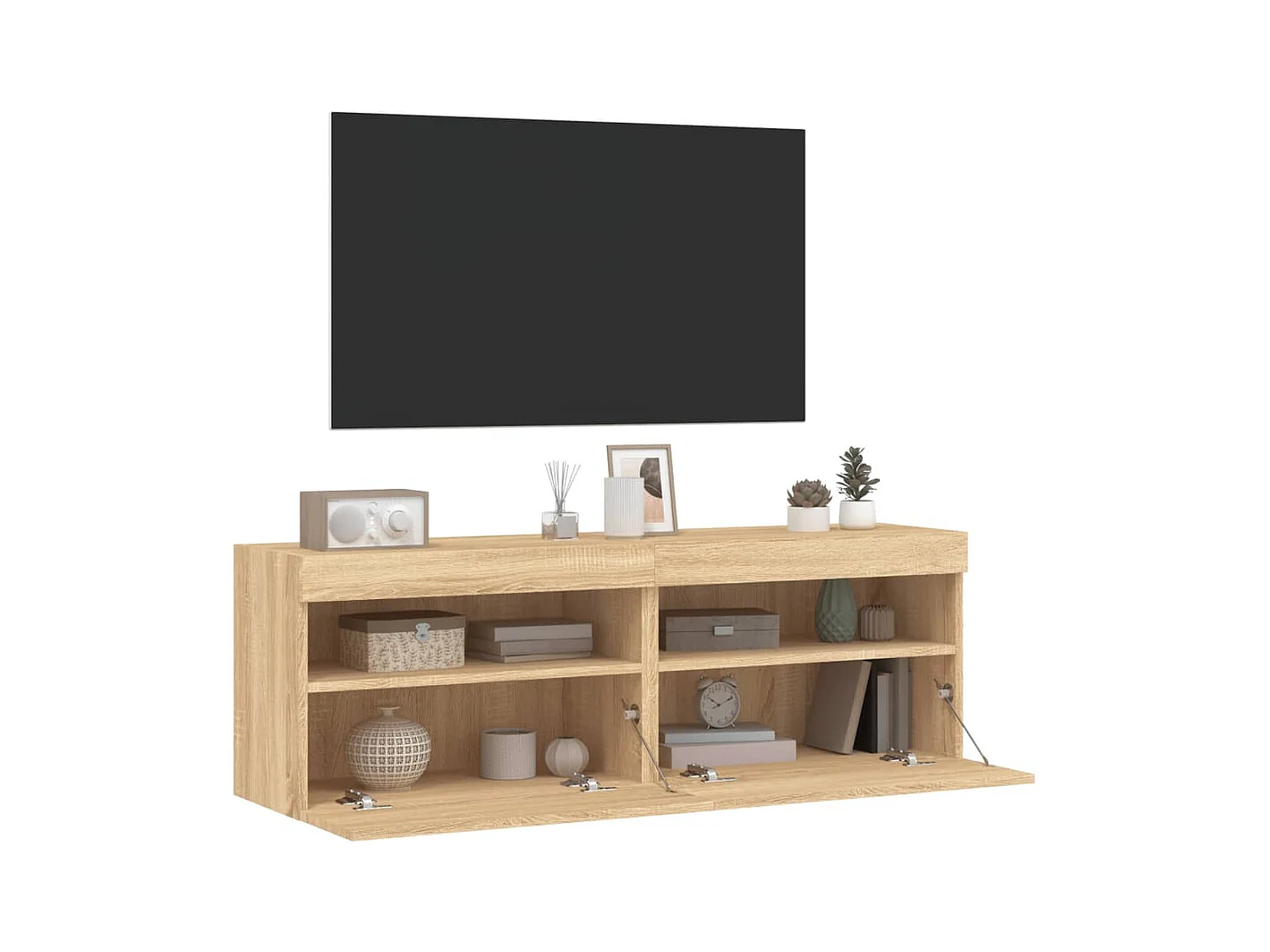 Tv-wandmeubels met LED 2 st 60x30x40 cm sonoma eikenkleurig