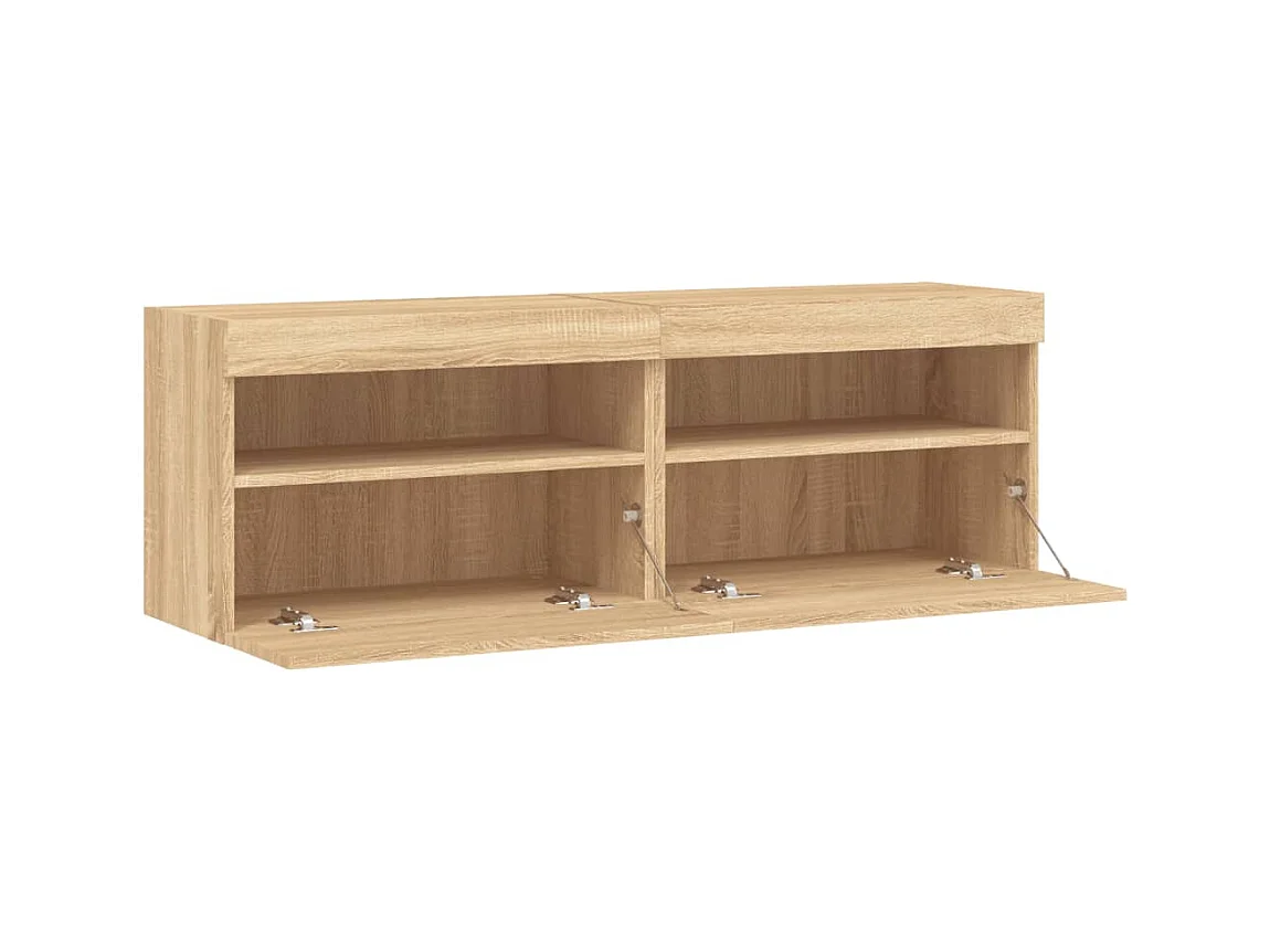 Tv-wandmeubels met LED 2 st 60x30x40 cm sonoma eikenkleurig