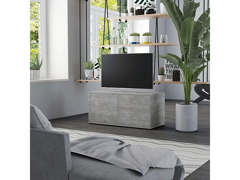 Mobile Porta TV Grigio Cemento 80x34x36 cm Legno Multistrato