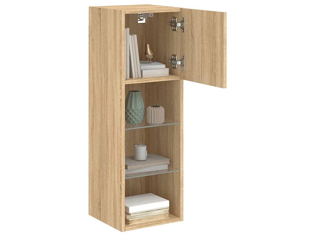 Mobile TV con Luci LED Rovere Sonoma 30,5x30x90 cm