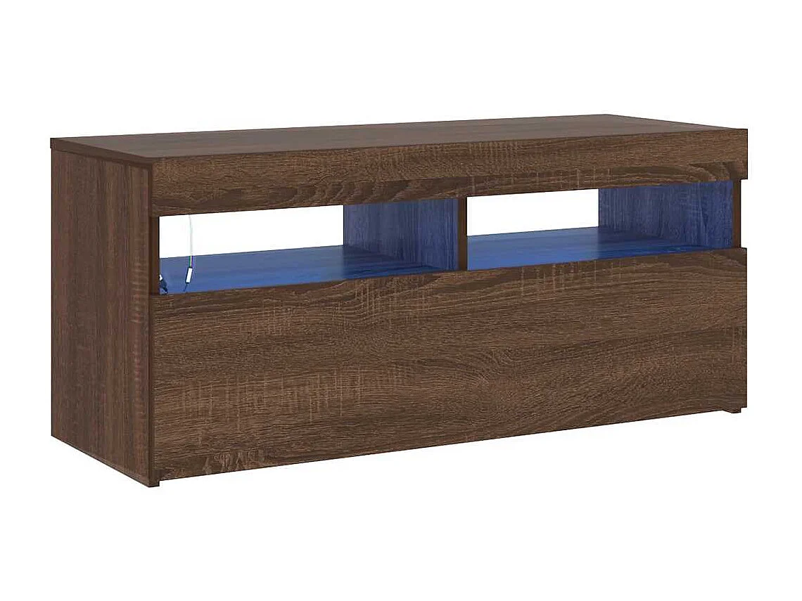 Meuble TV avec lumières LED Chêne marron 90x35x40 cm