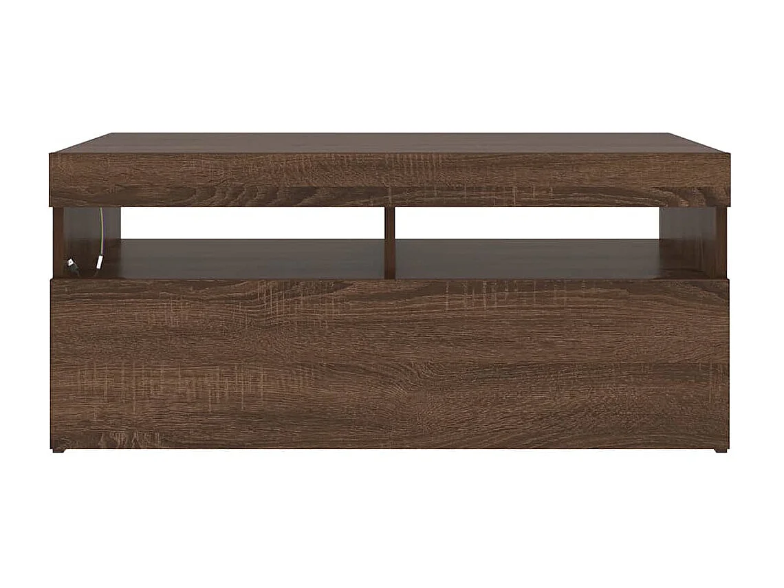 Mueble de TV con luces LED roble marrón 90x35x40 cm