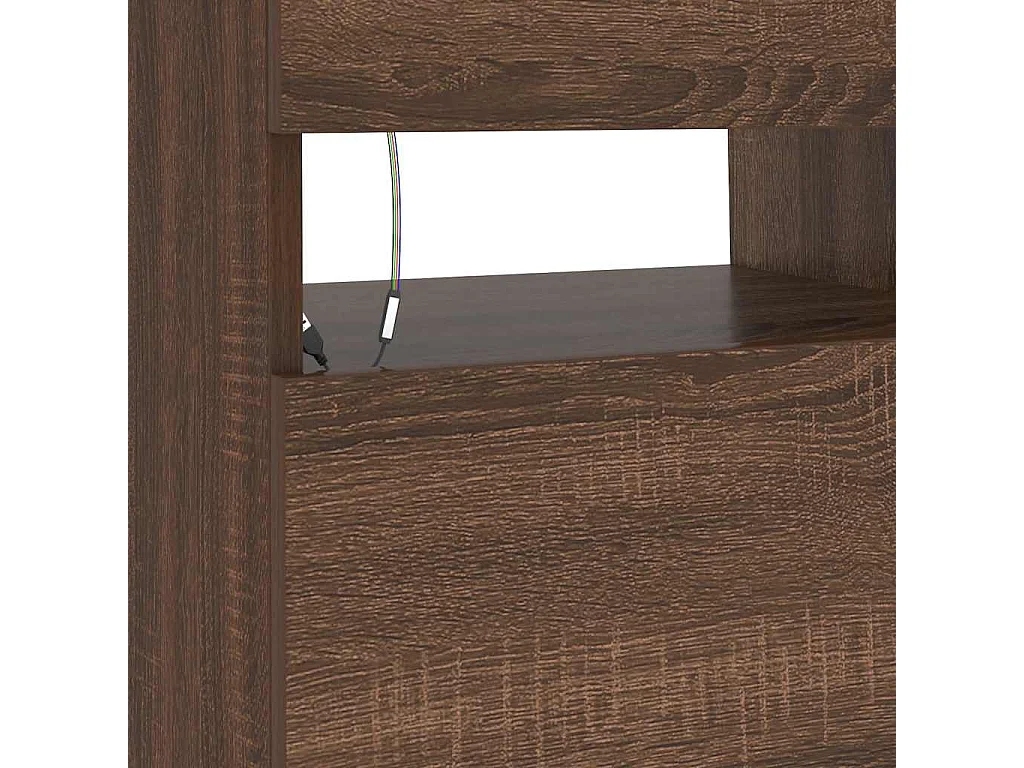 Mueble de TV con luces LED roble marrón 90x35x40 cm