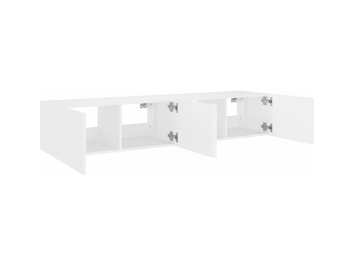 Meubles TV muraux avec lumières LED 2 pcs blanc 80x35x31 cm