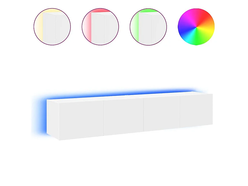 Tv-wandmeubels met LED-verlichting 2 st 80x35x31 cm wit