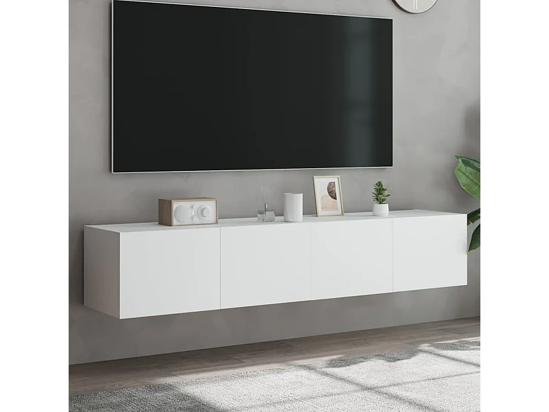 TV-Wandschränke mit LED-Leuchten 2 Stk. Weiß 80x35x31 cm
