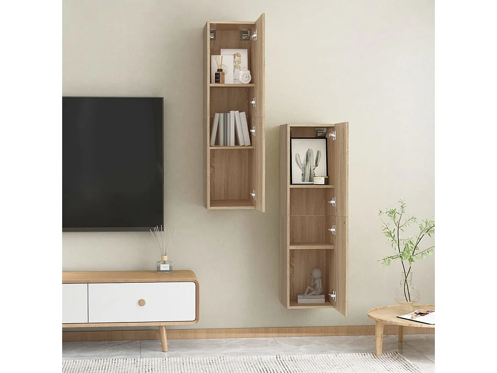 TV-Schränke 2 Stk. Sonoma-Eiche 30,5x30x110 cm Holzwerkstoff