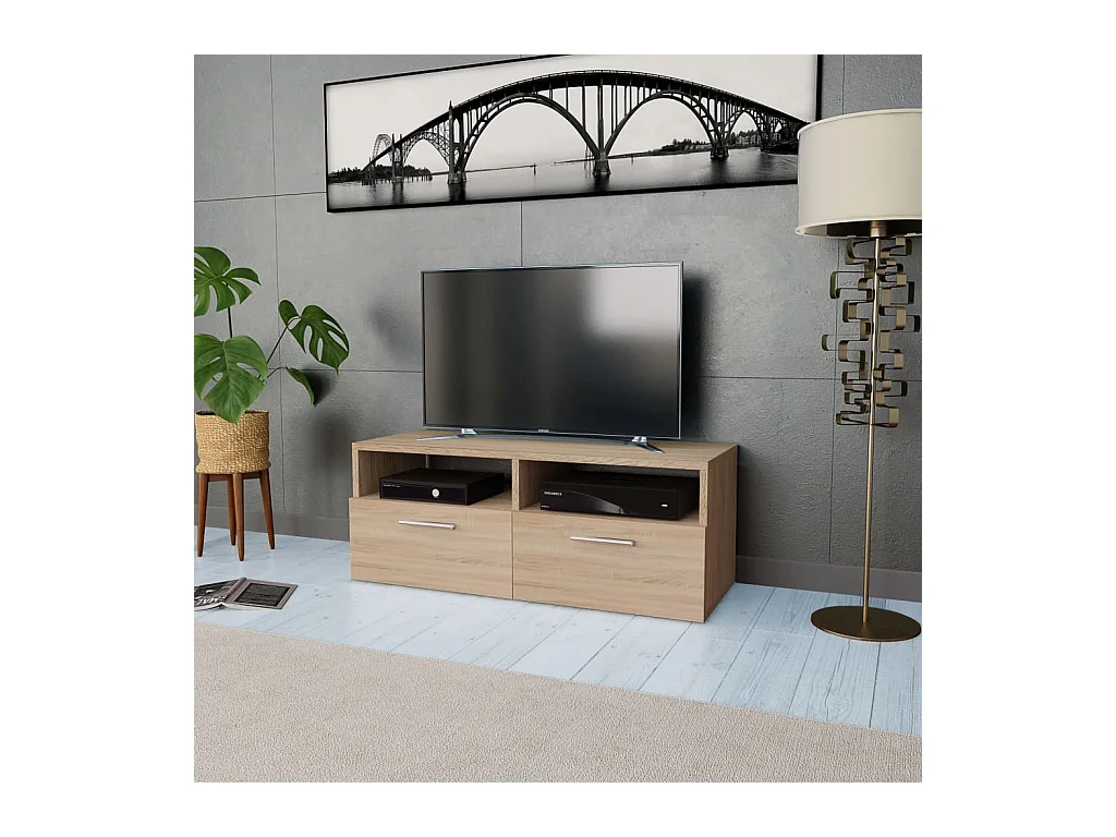 Meuble TV Bois d’ingénierie 95x35x36 cm Chêne