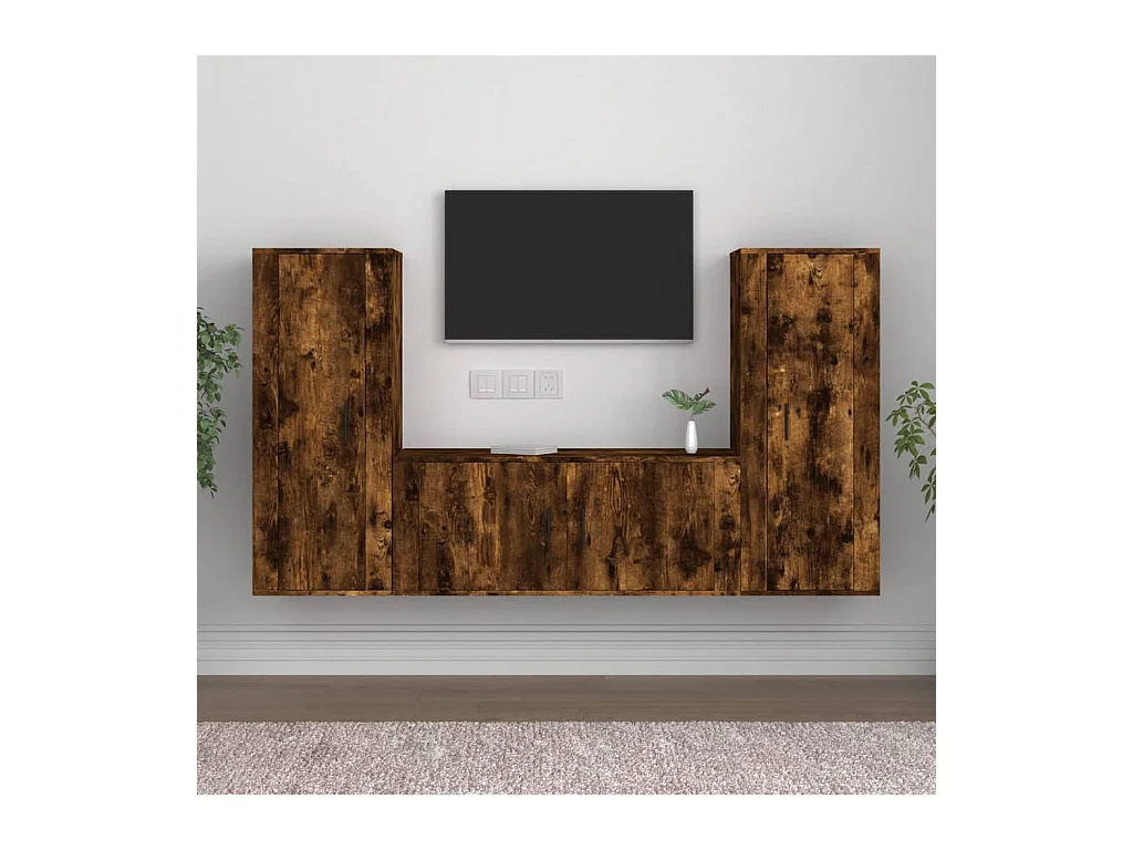 Ensemble de meubles TV 3 pcs Chêne fumé Bois d'ingénierie
