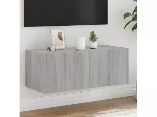 Kauf Unique TV-Wandschrank mit LED-Leuchten Grau Sonoma 80x35x31 cm