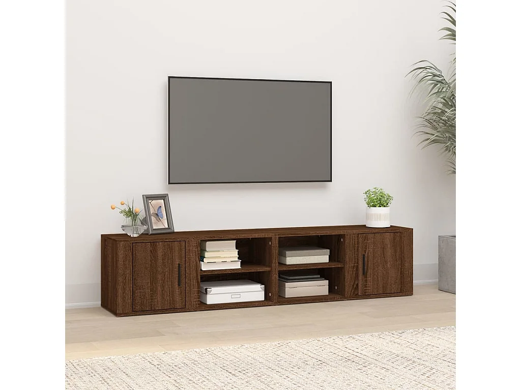 Tv-meubels 2 st 80x31,5x36 cm bewerkt hout bruin eikenkleur