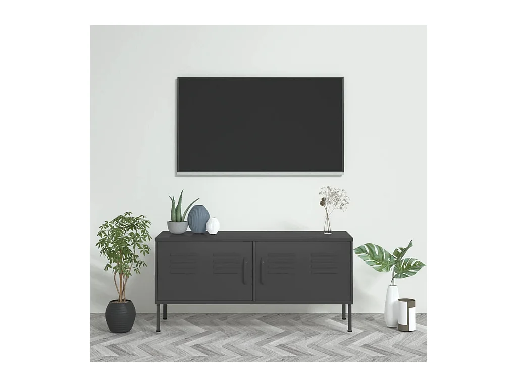 Meuble TV Anthracite 105x35x50 cm Acier