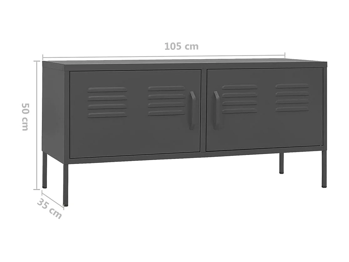 Meuble TV Anthracite 105x35x50 cm Acier
