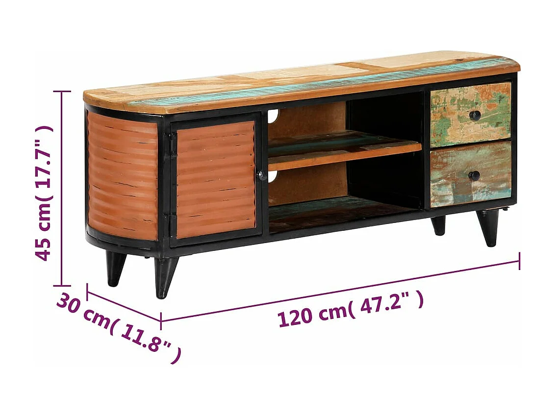 TV-Schrank 120x30x45 cm Altholz Massiv