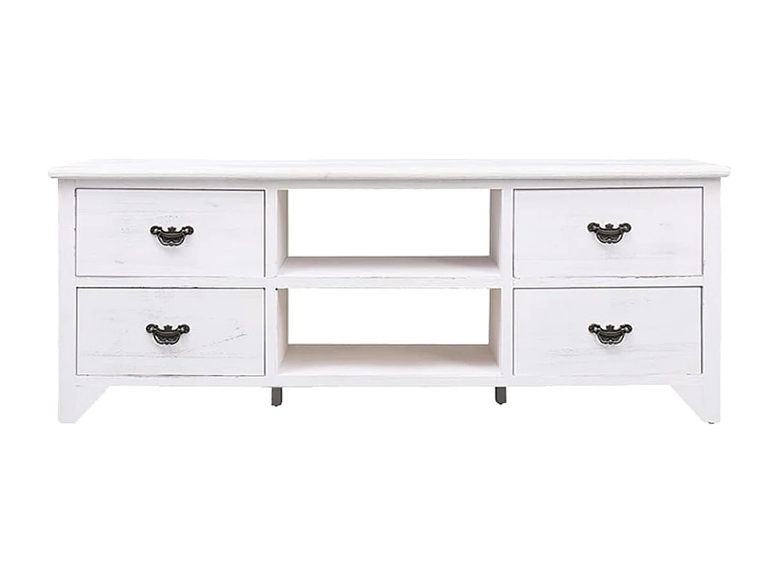 Mueble para TV antiguo madera de paulownia blanco 108x30x40 cm