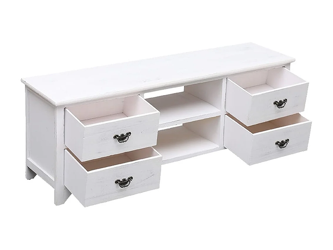 Mueble para TV antiguo madera de paulownia blanco 108x30x40 cm