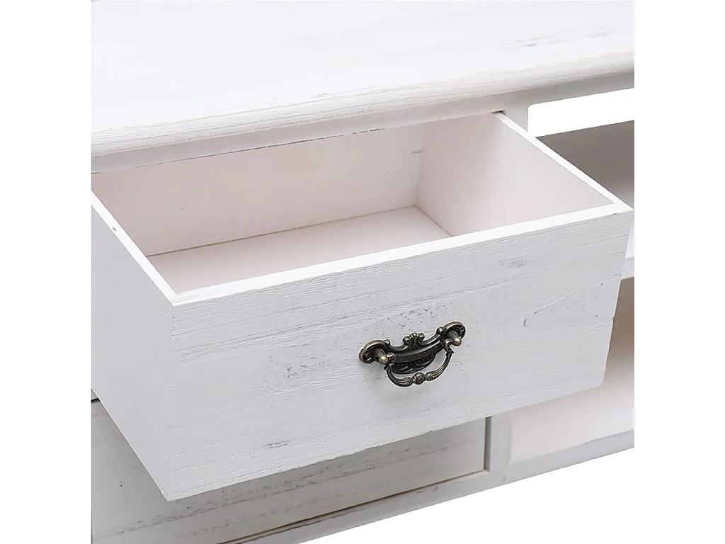 Mueble para TV antiguo madera de paulownia blanco 108x30x40 cm