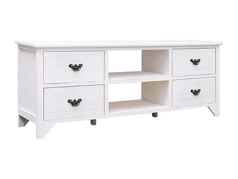 Mueble para TV antiguo madera de paulownia blanco 108x30x40 cm