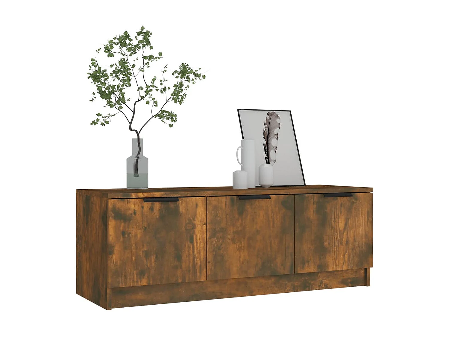 Meuble TV Chêne fumé 102x35x36,5 cm Bois d'ingénierie