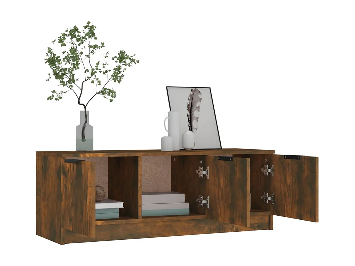 Tv-meubel 102x35x36,5 cm bewerkt hout gerookt eikenkleurig